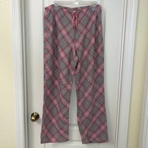 Victoria’s Secret L pink & gray plaid flannel pajama pants